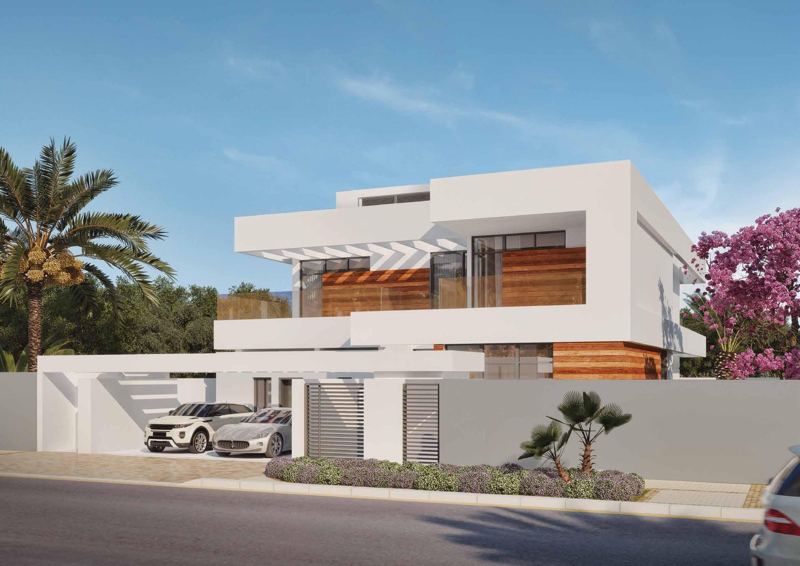 Spacious living room interiors at West Yas Villas with high ceilings and premium finishes