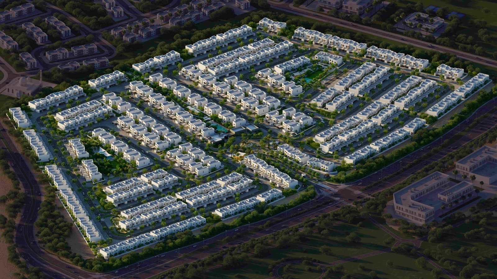 Luxury villa exterior with private pool, Yas Island Abu Dhabi – Yas Villas